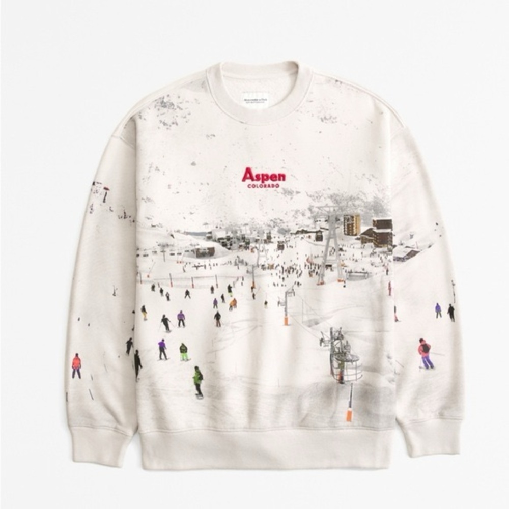 Abercrombie & Fitch Aspen Graphic Cream Sweater